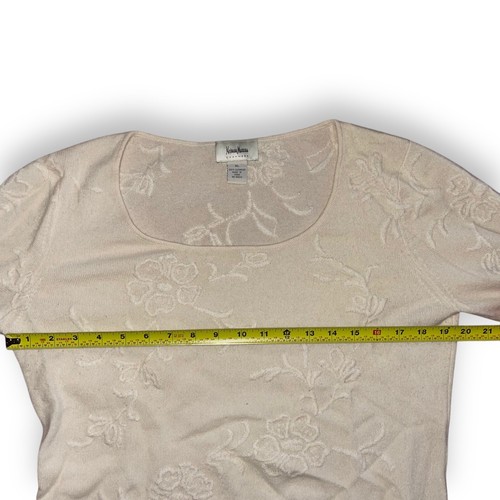 Neiman Marcus Cashmere Ivory Swoop Neck Floral Print LS Sweater Shirt Gr. XL - Bild 9 von 9