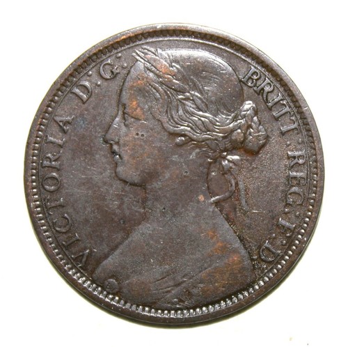 S4 - Great Britain 1 Penny 1863 Extremely Fine + Bronze Coin - Queen Victoria - Picture 2 of 2