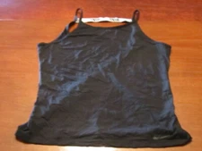EX NIKE Nike Dri-FIT black + white STRAPPY LOGO v-back Tank CAMISOLE WOMENS  L