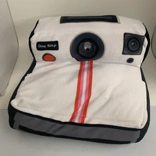 Polaroid One Step Camera Rainbow Stripe Plush Decorative Pillow DanDee White