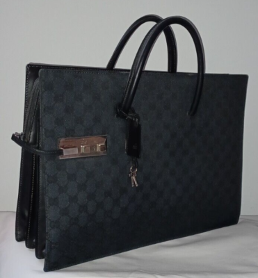 AUTHENTIC GUCCI GG CANVAS COMPUTER BUSINESS WORK LARGE BRIEFCASE