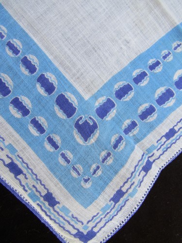 Vintage Druck Taschentuch blau weiß bedruckt Taschentuch Taschentuch 1266 - Bild 10 von 10