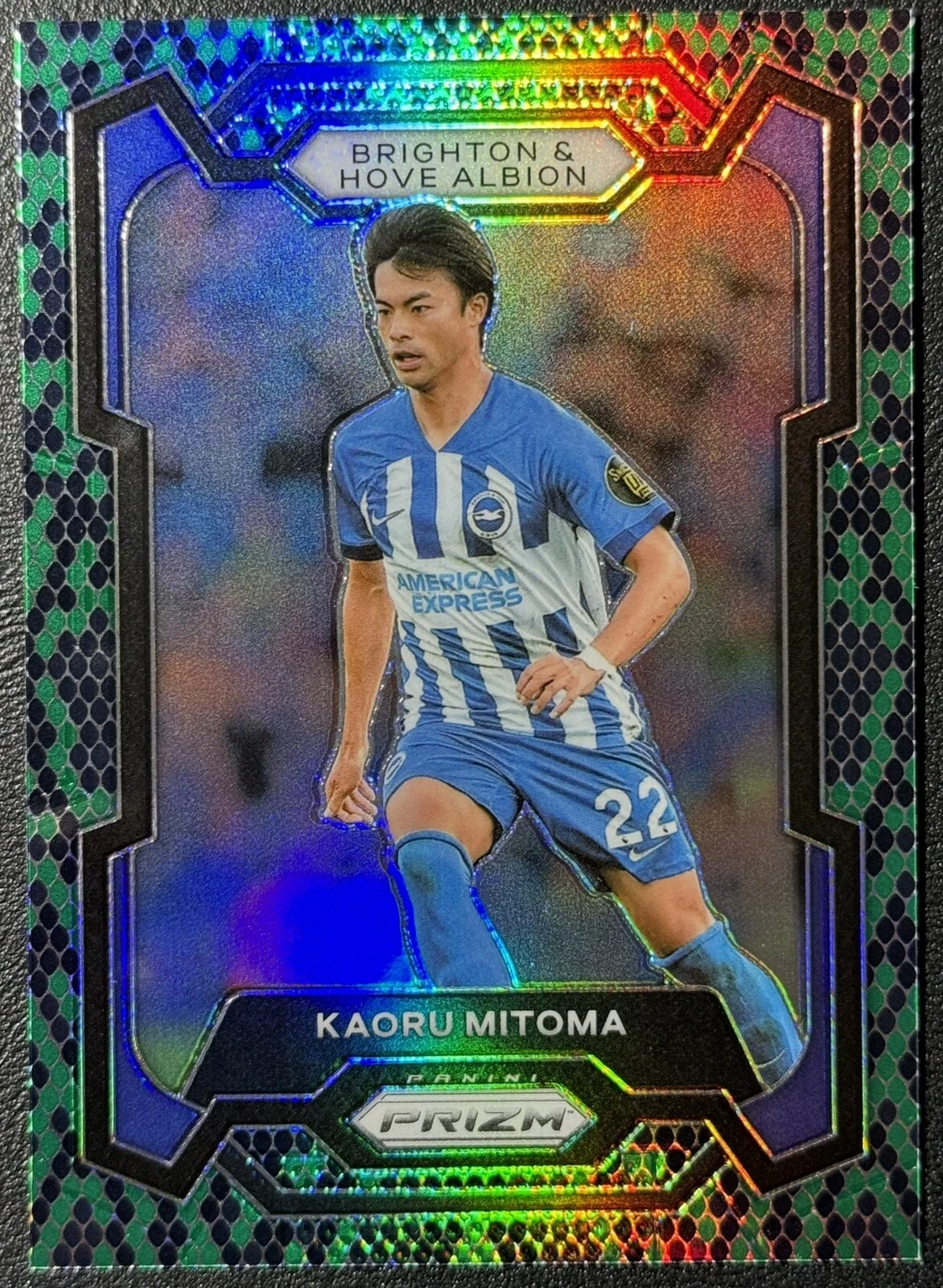 2023-24 Panini Prizm Premier League Kaoru Mitoma Brighton Snakeskin