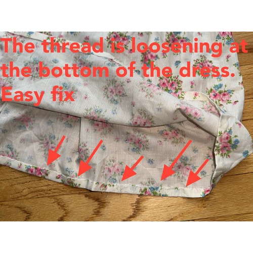 Vintage Polly Flinders Smocked Floral Dress Puff Sleeve Girls Size 6X Heirloom - Picture 11 of 12