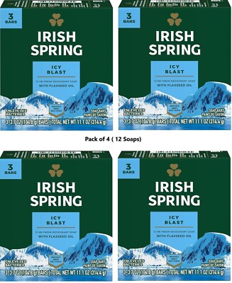 4 X Irish Spring Deo Seife -icy Blast Packs (12 Riegel X 105ml Seife)