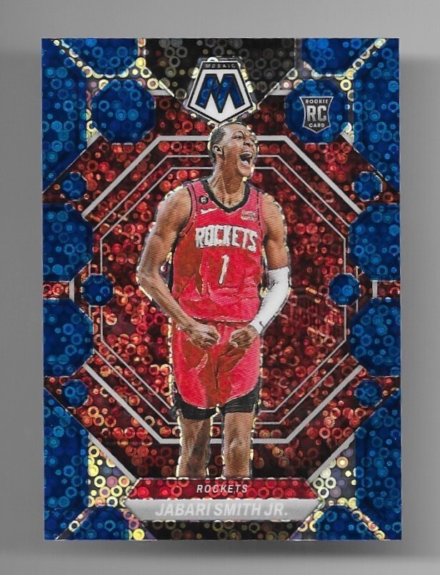 33/85 jabari smith jr 2022-23 panini mosaic fast break blue prizm true rc #239