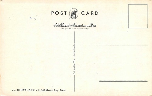 Holland America Line S.S Dinteldyk Passagierfrachtschiff auf See gesehen Vintage Postkarte - Bild 2 von 2