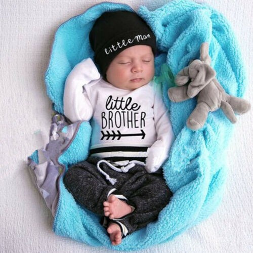 Newborn Baby Boy Outfits Clothes Long Sleeve Romper Jumpsuit Tops+Pants+Hat Set - Picture 6 of 16