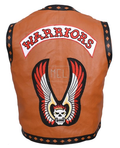 REAL LEATHER WARRIOR VEST THE WARRIORS MOVIE MOTORCYCLE RIDER COSTUME JACKET - Picture 7 of 14