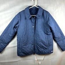 Patagonia Worn Wear W's Quilted Los Gatos Jacket Womens Medium Navy Blue Fleece