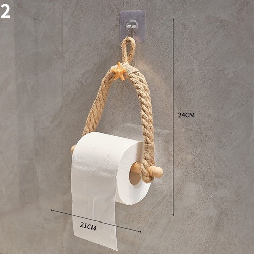1X Hand-woven Japanese Roll Paper Holder Tissue Rack Wall Mounted Bathroom Decor - Picture 16 of 22