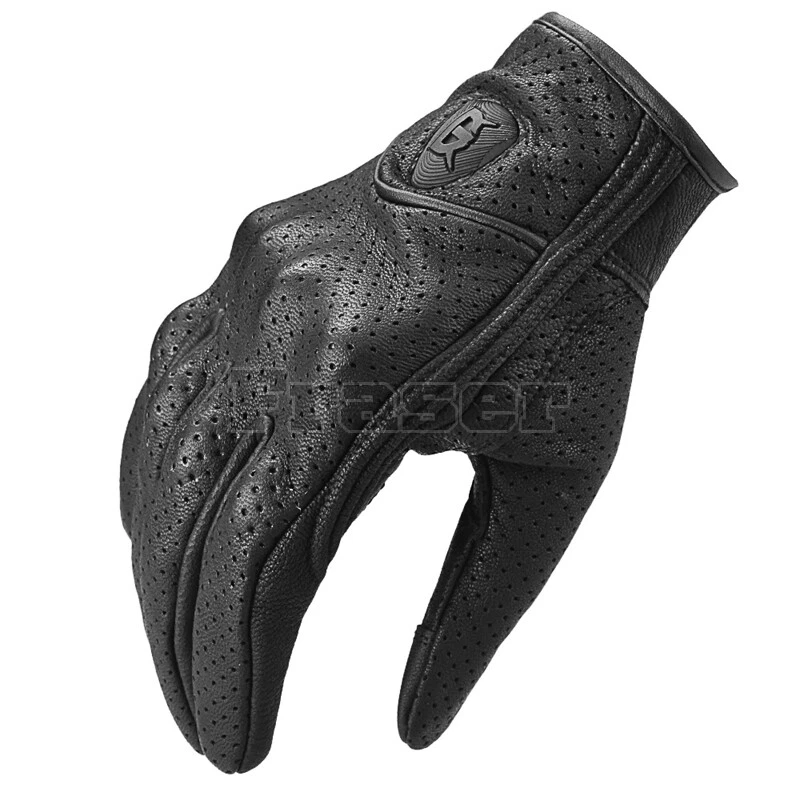 Guantes de moto retro de cuero perforado transpirable para moto pantalla táctil AU Foto 4 de 4