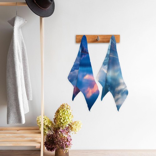 Mountains Hand Towels Bathroom Set of 2 Absorbent Blue Sky Lake Natural Lands... - Picture 7 of 7