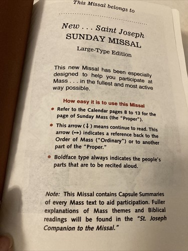 New..Saint Joseph Sunday Missal Complete Giant Type Edition 1985 - Picture 4 of 12
