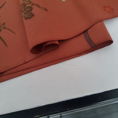 Rustic Terracotta Hand Painted Silk UnUsed BOLT By the Yard Kimono Fabric BS72 - Picture 6 of 8