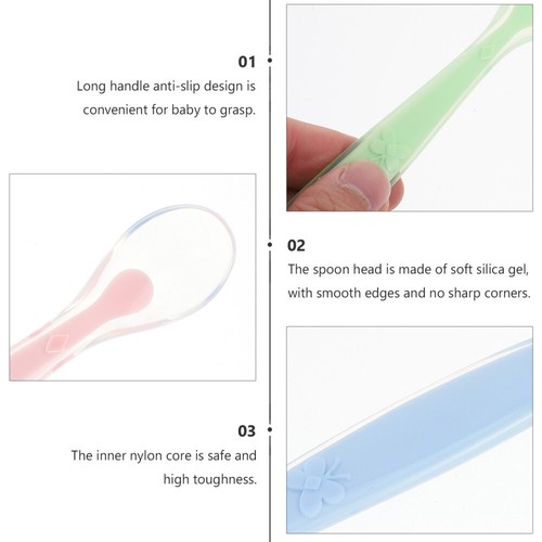 3PCS Silicone Baby Feeding Spoon Infant Complementary Food Spoon Baby Spoon - Bild 3 von 12