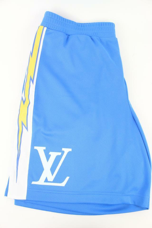 Louis Vuitton Virgil Abloh Men's XXL Blue Mesh Sporty Patch Shorts Sports 118lv2