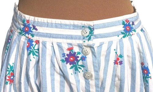 Cottagecore Spring Cotton Maxi Skirt S Floral Striped Button Front Pockets VTG - Picture 5 of 14