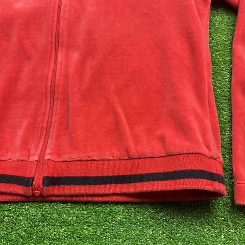 Vintage Nike Velour Red Full Zip Track Jacket Warm Up Size Youth Large Gray Tag - Picture 4 of 13