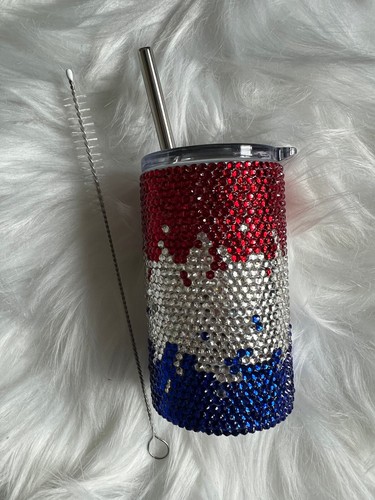 4th Of July Rhinestones 3oz Skinny Stainless Steel Custom Mini Tumbler - Bild 1 von 2