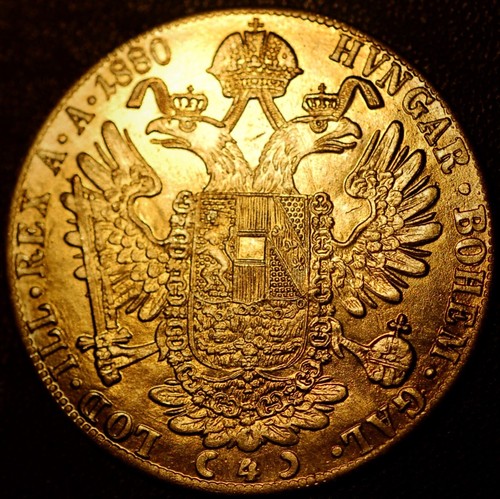AUSTRIA restrike 4 Dukat 1880 Franz Joseph I gold filled KM# 2276 (7136) - Picture 2 of 2