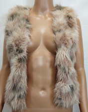 EST 1989 PLACE Girl Vest Size Medium 7/8 Beige Faux Fur Lined
