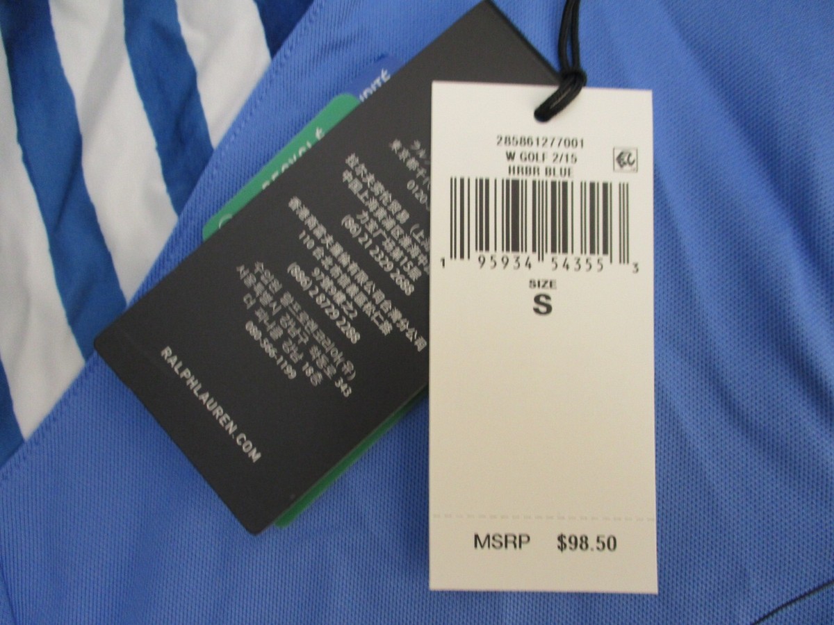 RLX Ralph Lauren Women Harbour Blue Quarter-Zip Pique Polo Scallop