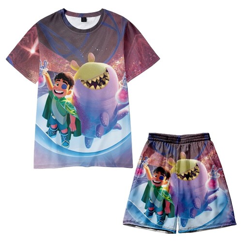 2025 Adult Kids Elio 3D Tracksuit Cosplay Costume Cartoon T-shirt+shorts Outfits - Picture 5 of 31