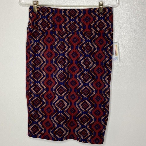 LuLaRoe Cassie Aztec Geometric Print Multicolor Pencil Skirt Size Medium - Afbeelding 1 van 6