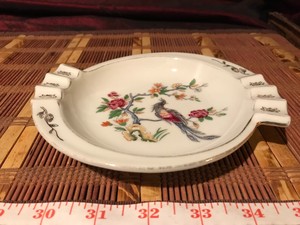 Asian-Porcelain-Famille-Rose-Bird-w-Floral-Ashtray-Bowl-6-1-2-034-x1-1-8-034
