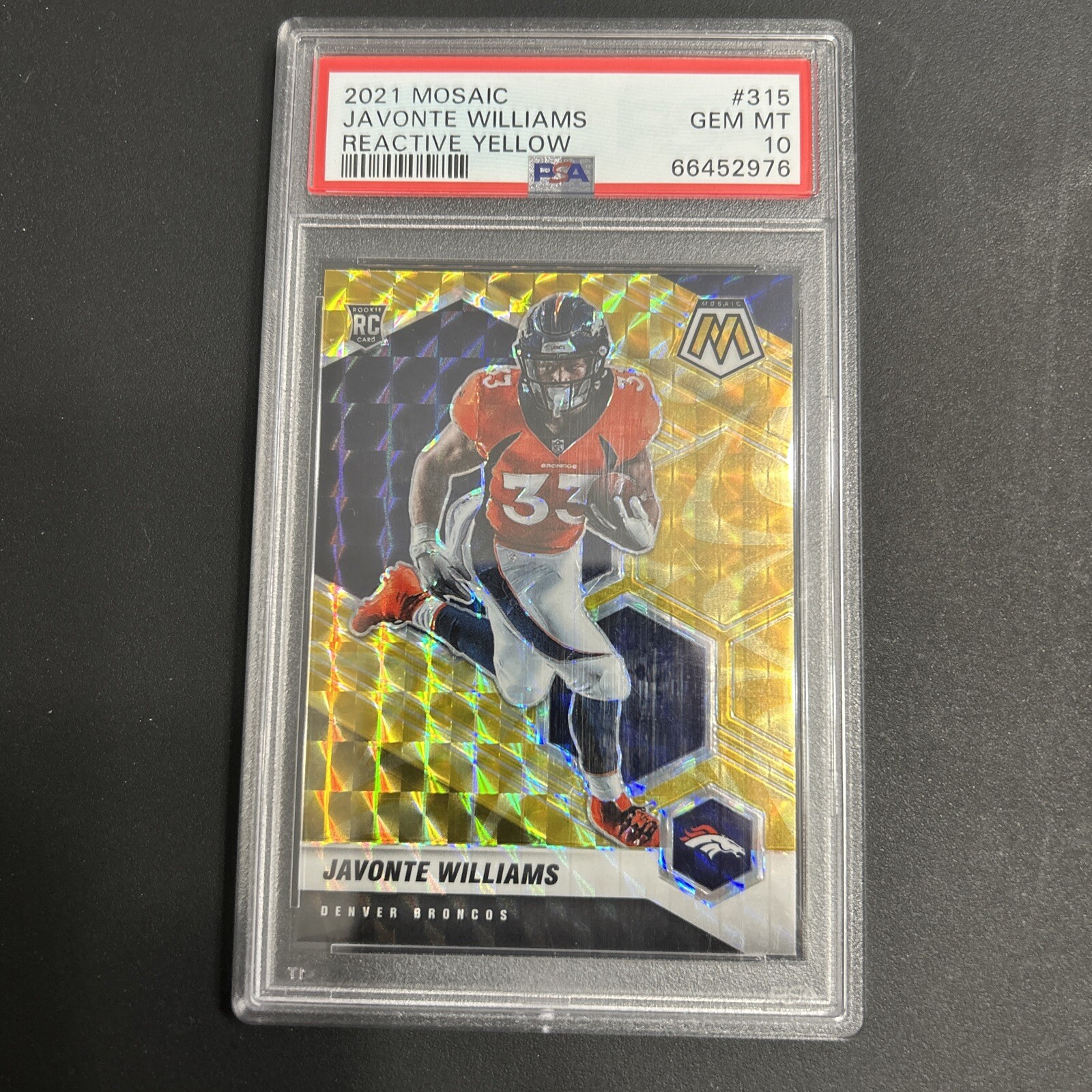 2021 Panini Mosaic - Rookies Mosaic Reactive Yellow Prizm #315 Javonte Williams