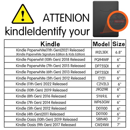 Housse rabattable en cuir pour Kindle Paperwhite 5ème 6ème 7ème 10ème / Kindle 10ème génération - Photo 2/47