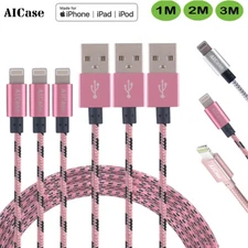 Braided USB Cable Data Cord Charger for iPhone 8 SE XS 12 11 13 14 Pro Max iPad