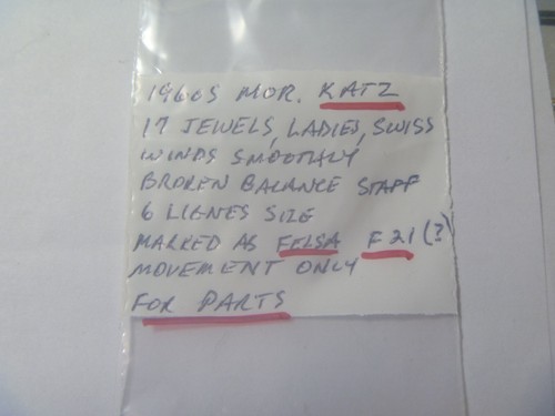 1960s Mor. Katz 17 Jewels Swiss 6 Lignes Felsa 21 ? Movement Only- for Parts !! - Picture 10 of 10