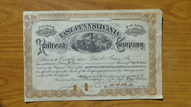 AZIONE Capital Stock RAILROAD COMPANY SHARES 50 $ 1892 PENNSYLVANIA SUBALPINA AZIONE Capital Stock RAILROAD COMPANY SHARES 50 $ 1892 PENNSYLVANIA SUBALPINA