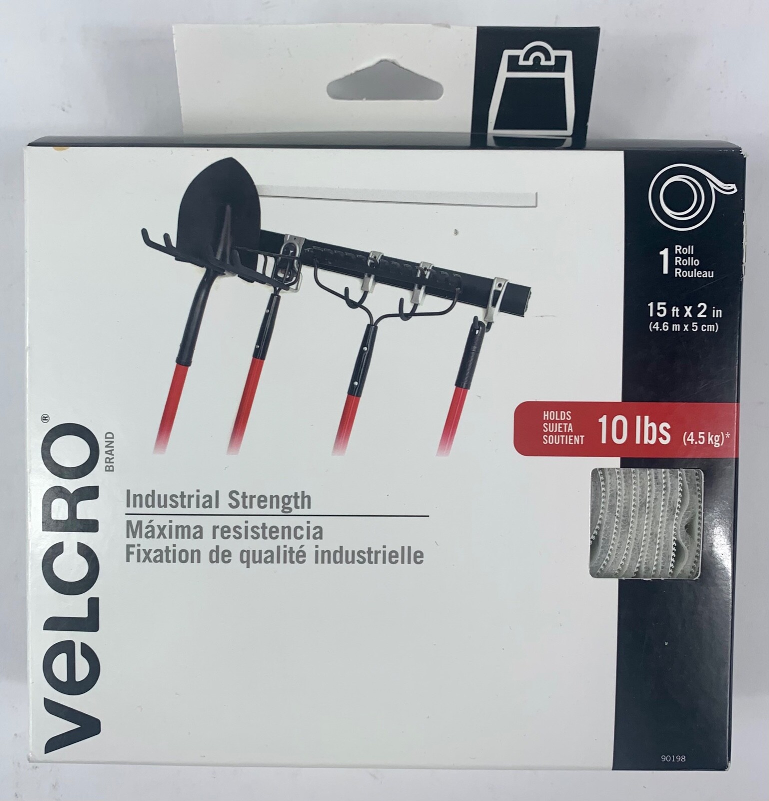 NIB Velcro Industrial Strength Heavy Duty Stick On 15ft x 2 Inch White Tape-image