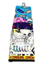  Looney Tunes Socks 6pr Casual Crew Mens Size 8-12 NEW Novelty Socks Bugs Bunny 