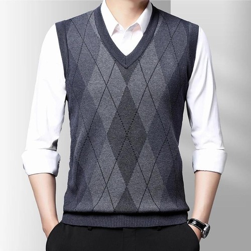 Men's Thickened Casual Sweater Tank Top Autumn and Winter Warm Men's Vest - Picture 4 of 28