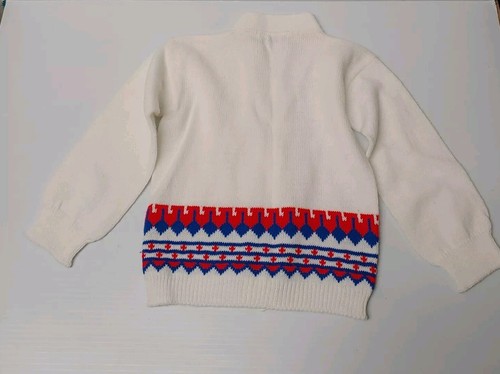Baby 6-9 Knopfleiste Strickjacke Vintage 50er Mid Century Pullover Preppy rot blau gestreift - Bild 2 von 8