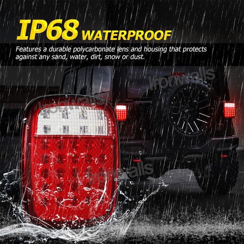 Red Rear 33 LED Tail Lights Brake Stop Reverse Backup for Jeep Wrangler YJ TJ CJ - Picture 5 of 12