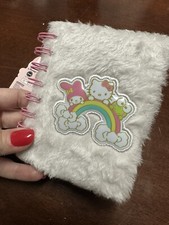 MINI JOURNAL Sanrio Hello Kitty Fuzzy Furry Soft Plush Spiral Notebook Keroppi