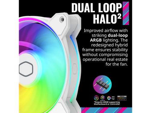 Cooler Master MasterFan MF120 Halo² White 3in1 PC Case|Liquid Cooler|Air Cooler - Picture 5 of 12