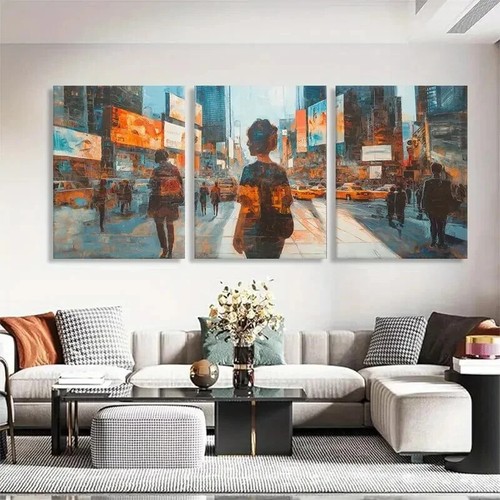 3pcs Dynamic Digital Influence Modern Perfect Wall Art Canvas Framed 50x70cm - Picture 3 of 3