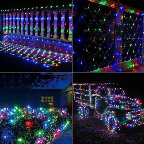 Solar LED Fairy String Net Lights Curtain Mesh Christmas Party Outdoor Garden - Picture 11 of 12