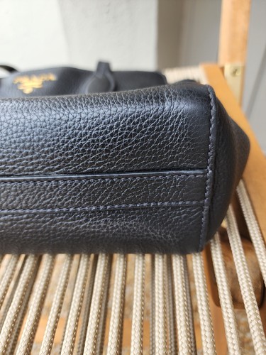 PRADA Open Tote Vitello Daino Medium handbag Black w/Gold - Picture 23 of 24