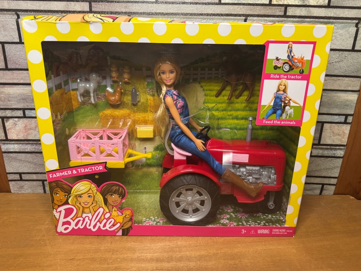 Barbie Farmer Tractor w/ Wagon Career Doll Play Set FRM18, Ship