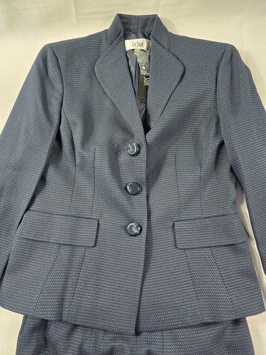 Le Suit Damen marineblau/schwarz Rock Anzug 3 Knöpfe 2-teilig Gr. 4 neu mit Etikett Neu mit Etikett - Bild 3 von 24