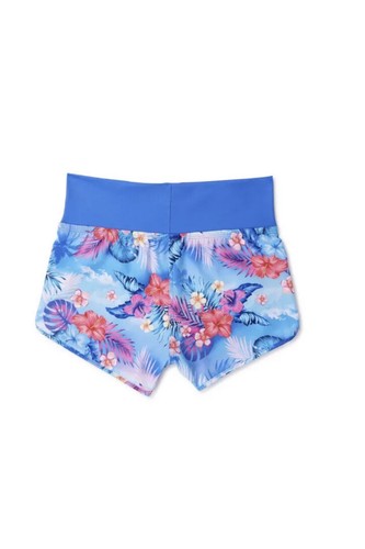 Wonder Nation Girls S Tropical Blue Elasticized Waist Pull-On Swim Boardshorts - Picture 7 of 11