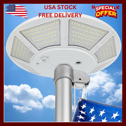 Solar Flag Pole Light 440 Super Bright LED Flagpole Light Solar Powered 4800 Lum - Picture 10 of 24
