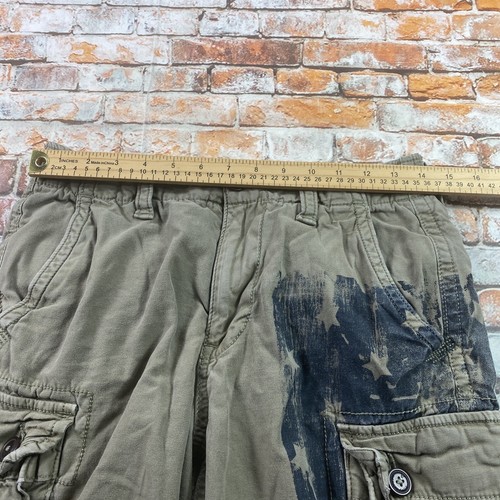 American Eagle Cargo Shorts Adult 28 Beige Classic Flag Distressed Cotton Mens - Picture 11 of 19